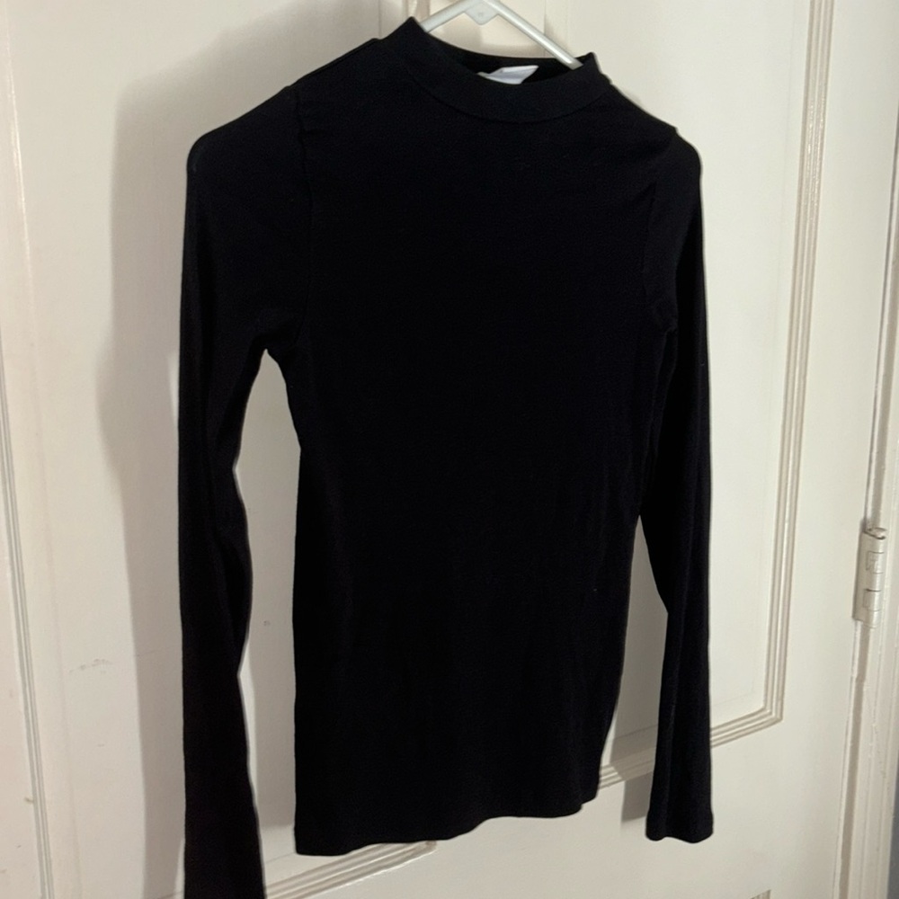 Zara 164 cm girls black long sleeve shirt sz 13-14 PTP 14” length 22”